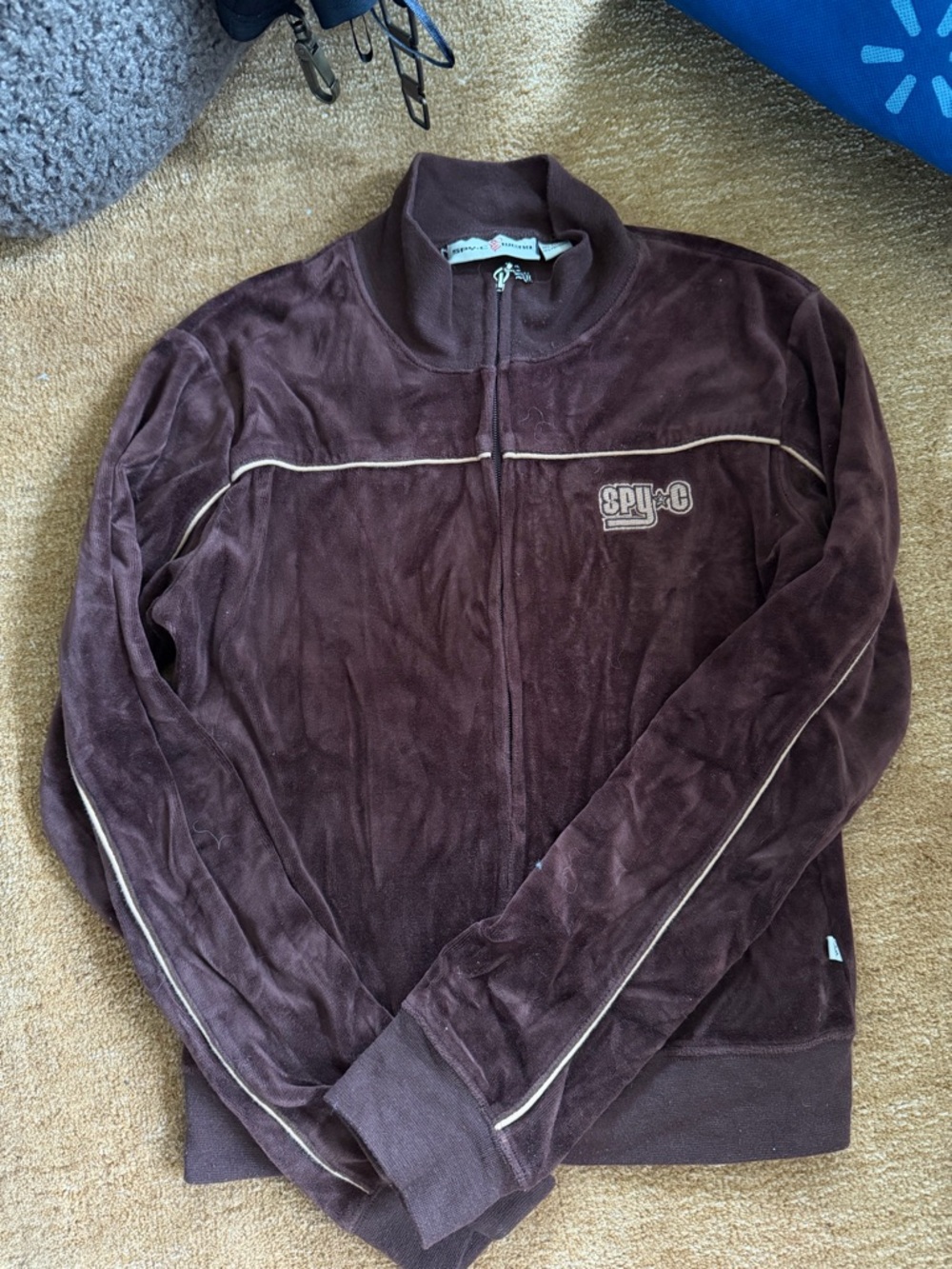 Y2k vintage Brown Velvet Track Jacket